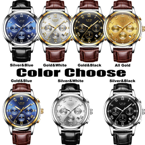 <span class=keywords><strong>Montre</strong></span> <span class=keywords><strong>LIGE</strong></span> LG9810 Or Bleu Marron pour Hommes Montres en Cuir Sport Mode Luxe Étanche Montres à Quartz Hommes <span class=keywords><strong>Montre</strong></span> Reloj - Product Image 5