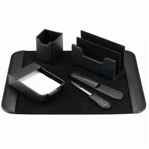 Top-grade Business Office <span class=keywords><strong>Organizer</strong></span> 6 Pezzi di Cuoio DELL'UNITÀ di elaborazione E <span class=keywords><strong>Scrivania</strong></span> di <span class=keywords><strong>Legno</strong></span> Set - Product Image 1