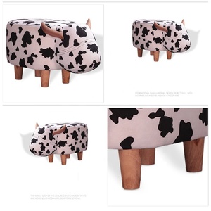 New Design Modern Bull <strong>Animal</strong> <strong>Footstool</strong> Children's Furniture with Storage Ottoman Stool Shoes Changing Wood Legs Cute for Kids - Product Image 4