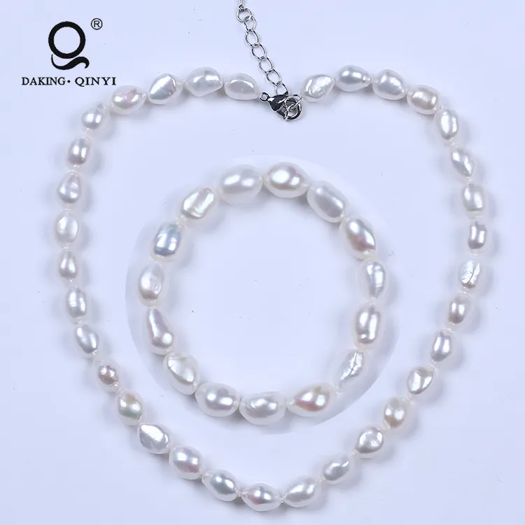 Jewelry Supplier Real Baroque Pearl Wedding Bridal Jewelry Set Necklace