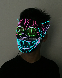 Hot Sale Sound aktiviert EL Wire <span class=keywords><strong>Cat</strong></span> Maske <span class=keywords><strong>Halloween</strong></span> Maske LED Cool Men Geschenk Glowing Festival Hochzeits feier Maske