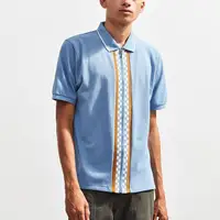 Men's Full Zip Front Short Sleeve Polo Shirt