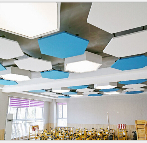 Light Weight Decorative Sound Absorbing Panels Hexagonal Suspended Acoustic Ceiling Baffle