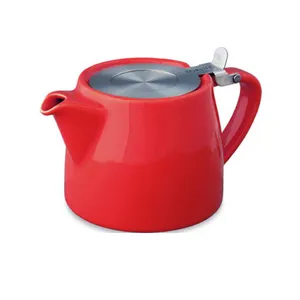 Tetera de cerámica roja con Infusor de acero inoxidable, venta al por mayor