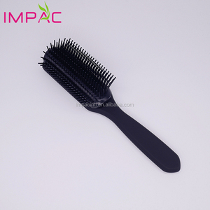 Top Grade Soft Touch rivestimento in gomma nove file di plastica nera spazzola per capelli uomini - Product Image 3