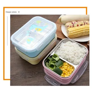 2 Fächer Wieder verwendbare Metall-Bento-Brotdose Edelstahl-Brotdose Student Kid Lunch mit luftdichtem Deckel