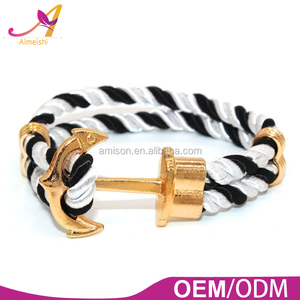 Moda Vintage Estilo Antiguo de la Aleación <span class=keywords><strong>del</strong></span> Ancla Cuerda Trenzada De Poliéster Para Hombre Pulsera de Anclaje - Product Image 1