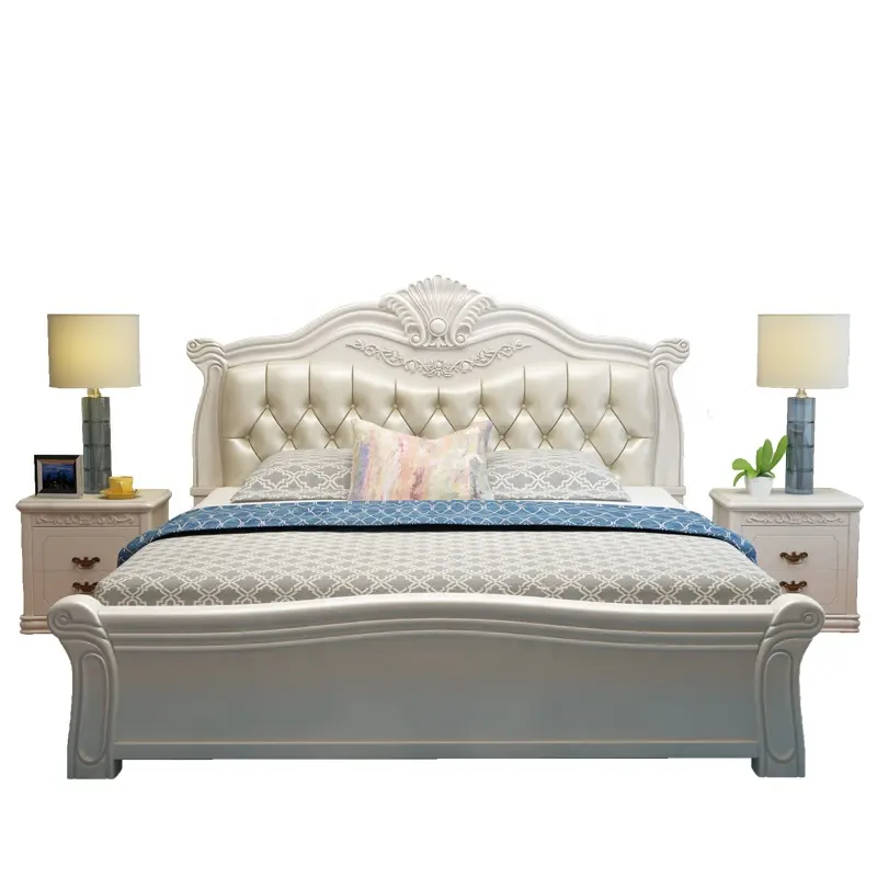 تخصيص و إعادة التشكيل الساخن بيع عالية المستوى أثاث غرف النوم سرير مزدوج في الخشب المنحوت باليد الكلاسيكية خشب متين السرير