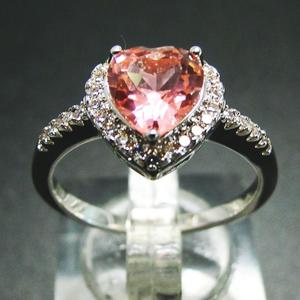 Anello di Fidanzamento in Argento 925 con Morganite Rosa, Set con Fede Nuziale Solitario a Cuore in Oro Rosa, Vendita all'Ingrosso - Product Image 3