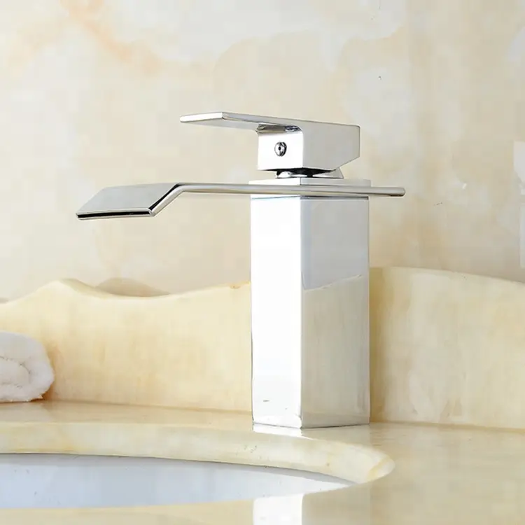 Modern luxury chrome waterfall bathroom faucet and taps basin sink mixer taps