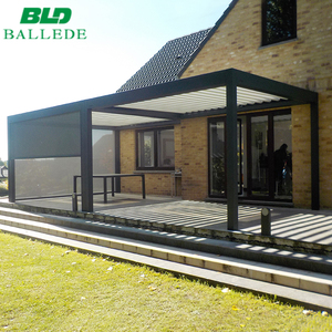 Cuchillas dobles spa piscina gazebo motorizado de techo de rejilla de aluminio pérgola para jardín - Product Image 4