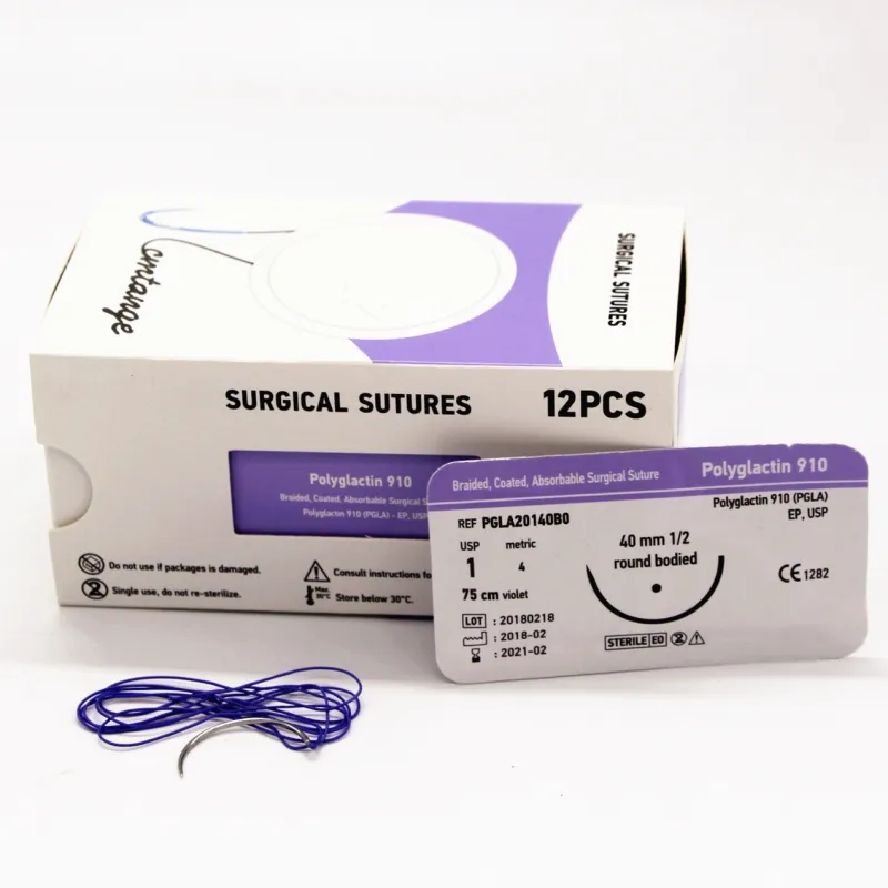 Absorbable Surgical POLYGLACTIN 910 PGLA Sutures With Needle USP6/0 5/0 4/0 3/0 2/0 0# 1# 2# CE ISO