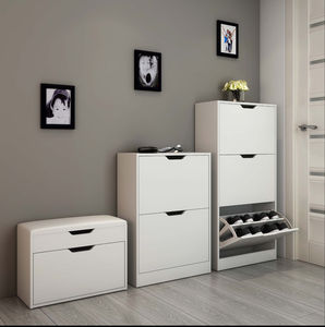 Estante de madera <span class=keywords><strong>blanco</strong></span> para zapatos, estante de madera moderno personalizado de fácil montaje, ahorro de espacio, 1/2/3 - Product Image 2
