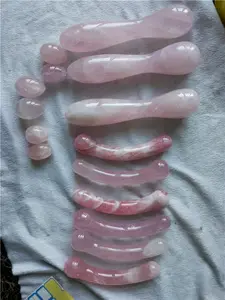 Varinhas de massagem de cristal de quartzo rosa, ovos de yoni para mulheres sexy