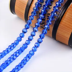 High Quality Crystal Blue Sapphire Glass <strong>Beads</strong> Faceted Football Round <strong>Beads</strong> 4mm 6mm 8mm Etc Factory <strong>Direct</strong> - Product Image 1