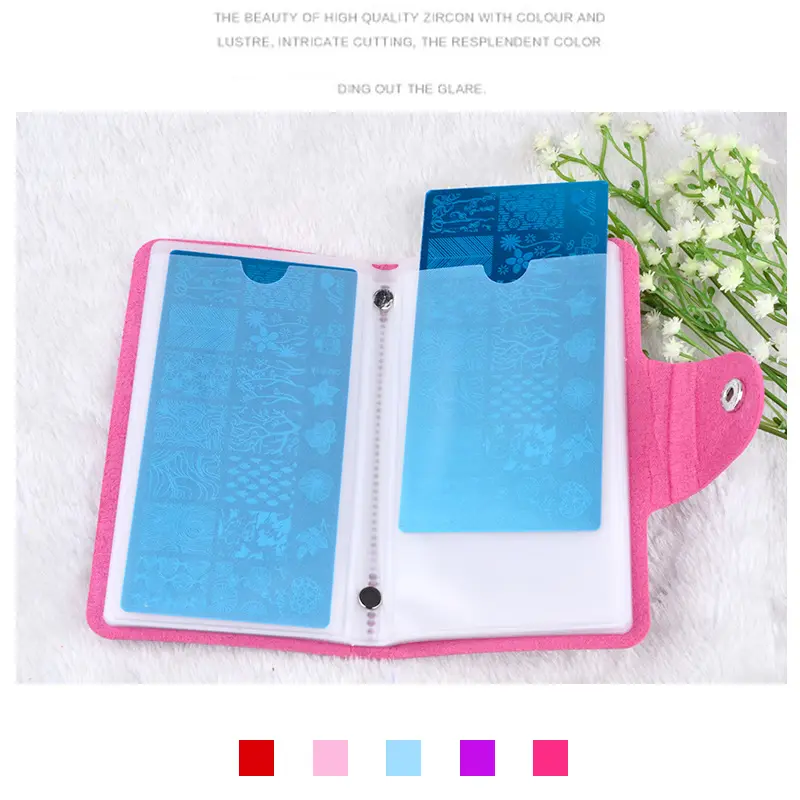 Nieuwe 5 Kleuren 20 slots Stempelen Plaat Houder Nail Art Platen Case Bag Album Opslag Voor 6*12 cm rechthoek Stencil