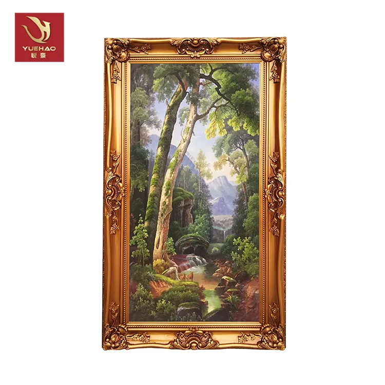home decoration compact scenery gold wooden framed picture