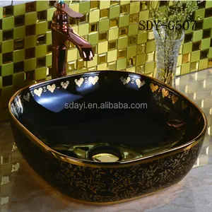 Altın siyah renk banyo yıkama lavabo seramik altın lavabo fiyat pakistan