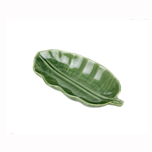 Porcelain Green Serving Ceramic Banana Leaf Plate