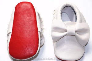 <span class=keywords><strong>Scarpe</strong></span> con Suola Rossa all'Ingrosso, Mocassini per Neonati in Pelle PU con Suola Morbida e Fiocco - Product Image 2