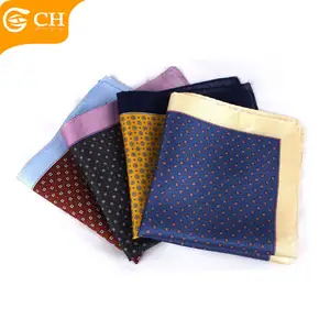 Professional Manufacturer Fashion Handkerchief Cheap Digital Printed 100% Silk Pocket Squares Custom Logo Silk Handkerchief