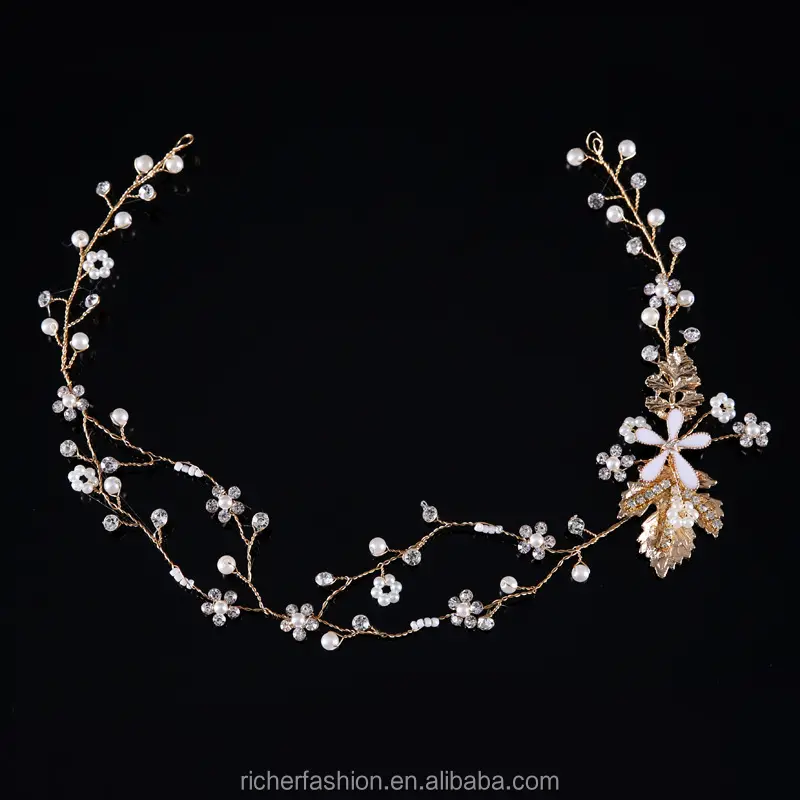 Pretty Rhinestone Crystal Pearl Flower Bridal Headband Tiara Hairwear Accessories Wedding Veil Hair Jewelry