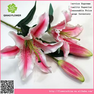 4 cabezas <span class=keywords><strong>de</strong></span> real touch plástico <span class=keywords><strong>de</strong></span> flores <span class=keywords><strong>de</strong></span> <span class=keywords><strong>lis</strong></span> artificiales venta al por mayor en la fábrica - Product Image 1