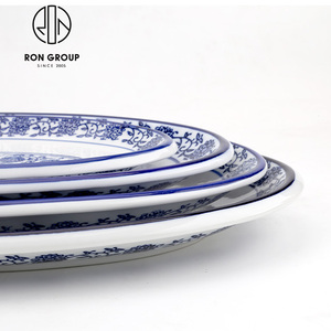 Juego de Tazones de <span class=keywords><strong>Porcelana</strong></span> Azul y Blanca para Servir Ensaladas, Sopas, Fideos y Arroz, de Cerámica, de 10/12 Pulgadas, para Restaurantes Chinos, al por Mayor - Product Image 5