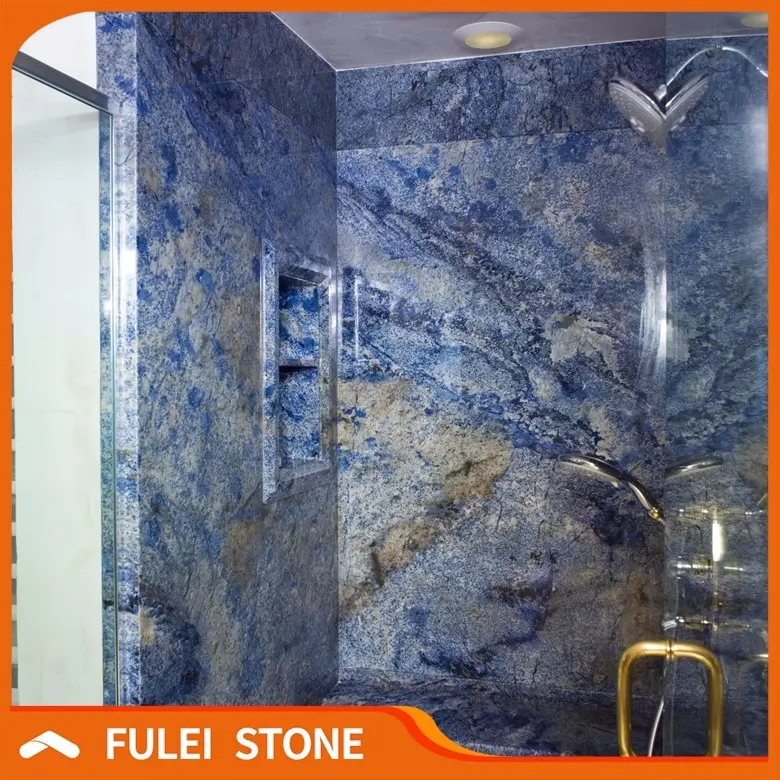 สีฟ้าa zul bahiaหินแกรนิตห้องน้ำอ่างน้ำรอบทิศทางหินแกรนิตผนังห้องอาบน้ำฝักบัวกระเบื้อง