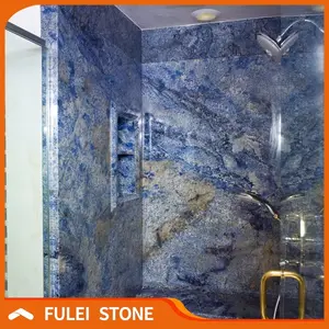 Blue azul bahia granite bathroom tub surround granite shower wall tile