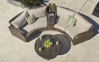 Muebles para fiestas al aire libre en forma de media luna, de mimbre, para jardín, estilo italiano, baratos, 4 asientos