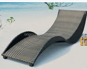 Resort Style Modern Outdoor Hotel Furniture S Shaped Beach Sunbathing Bed Rattan Lounge