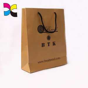 Customized logo design printing Gift or cloth packing Kraft paper bag with rope