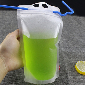 Phân hủy sinh học trong suốt đứng lên dây kéo nhựa tay lỗ nước trái cây túi uống sữa cà phê bao bì túi với ống hút - Product Image 4
