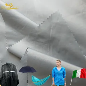 Silicone coated waterproof 210T nylon taffeta fabric with waterproof pu coated for raincoat