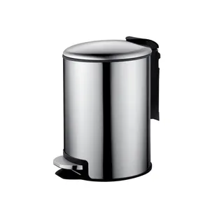 Household eco-friendly 5/12/30 Litres round ss pedal trash waste bin for bathroom