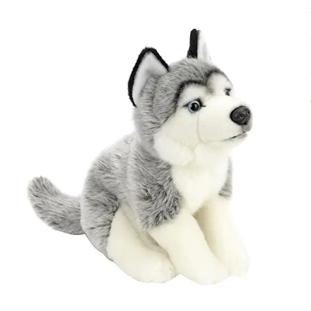 Realistic fake fur vải plush husky con chó đồ chơi