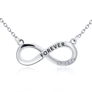 925 Sterling Silver Forever Engraved Infinity Necklace for Women