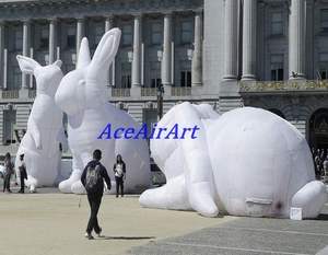 Lapin gonflable géant en tissu Oxford blanc Offre Spéciale | Adorable décoration publicitaire - Product Image 5