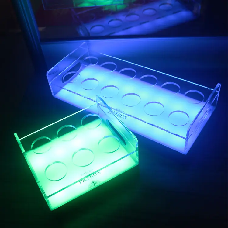 LED Acrylique Plateau De Vin Tasse Plateau Rechargeable LED Verres à Liqueur Support