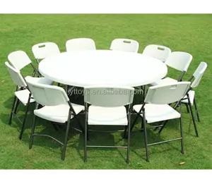 10คนงานแต่งงานงานเลี้ยงกลางแจ้งโต๊ะพลาสติกรอบพับเก้าอี้ตาราง