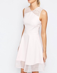 slim fit dress slacks Shop Cream Tie-Up Straps Skater Dress - for Women | OUTZIDR main image 0