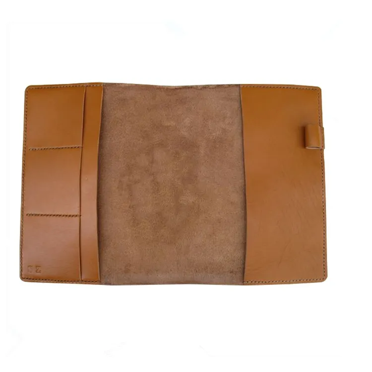 Usine directe personnalisée en cuir véritable a4/a5/a6 couverture de livre porte-stylo protecteur couverture de cahier avec porte-carte