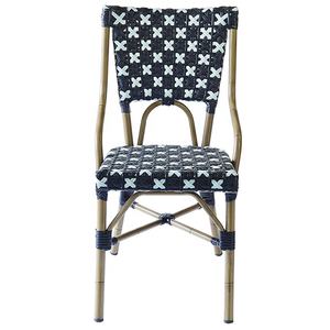 Bleu français <span class=keywords><strong>Paris</strong></span> extérieur café en osier aluminium salle à manger meubles jardin Restaurant rotin Bistro chaises - Product Image 2