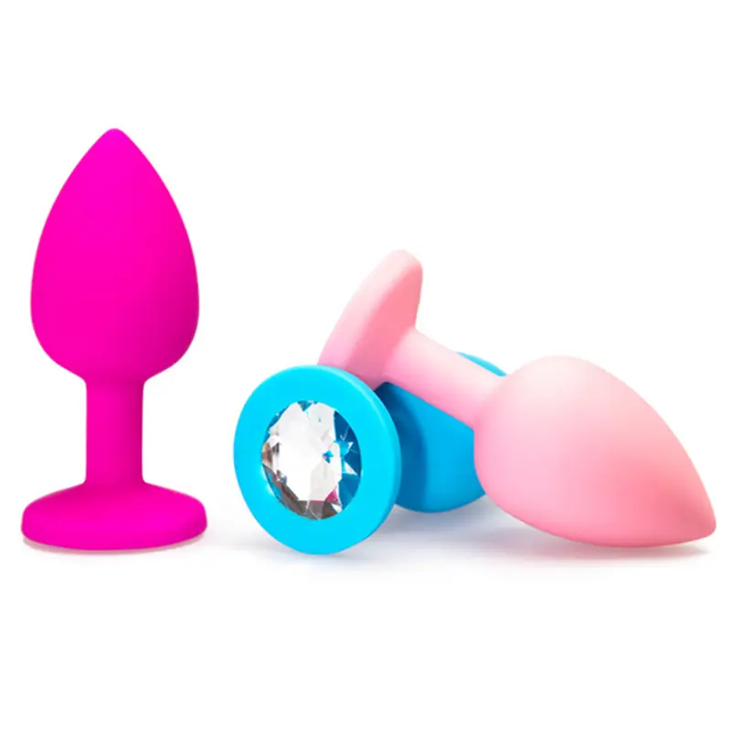 핑크 작은 안전 실리콘 엉덩이 플러그 크리스탈 보석 항문 플러그 질 플러그 성인 항문 섹스 토이 여성 남성 게이