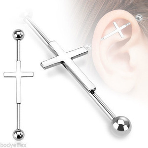 <span class=keywords><strong>Acciaio</strong></span> <span class=keywords><strong>chirurgico</strong></span> Dritto Croce industriale barbell Dell'<span class=keywords><strong>orecchio</strong></span> MONILI PENETRANTI DEL CORPO - Product Image 1