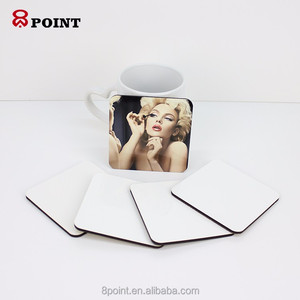 95mm 새로운 2019 사용자 정의 인쇄 승화 빈 mdf 광장 코르크 코스터 맥주 커피 음료 홀더 세트 4