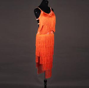 LQ012 Orange Tassel and Lace Performance Lain <strong>Dress</strong> - Product Image 5