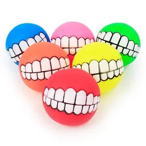 Funny Pets Dog Puppy Cat Ball Teeth Toy PVC Chew Sound Dogs Play Fetching Squeak Toys Pet Supplies