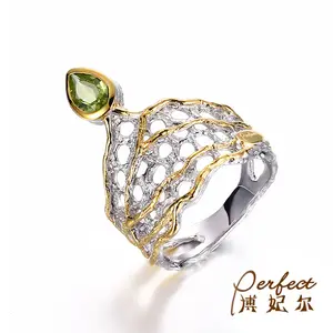 Moroccan 925 Silver Custom Moroccan Period Handmade Design Fashion Luxury Gold Plated925 Sterling Silver Pearl Ring Ladies Jewelry Supplier